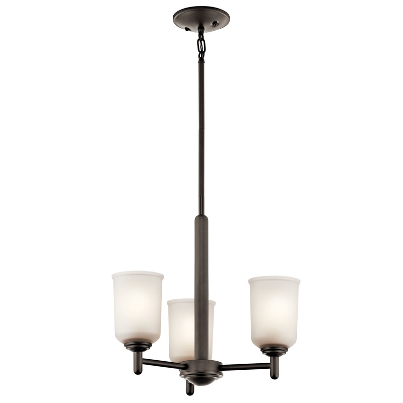 Kichler 43670OZ Three Light Mini Chandelier, Olde Bronze