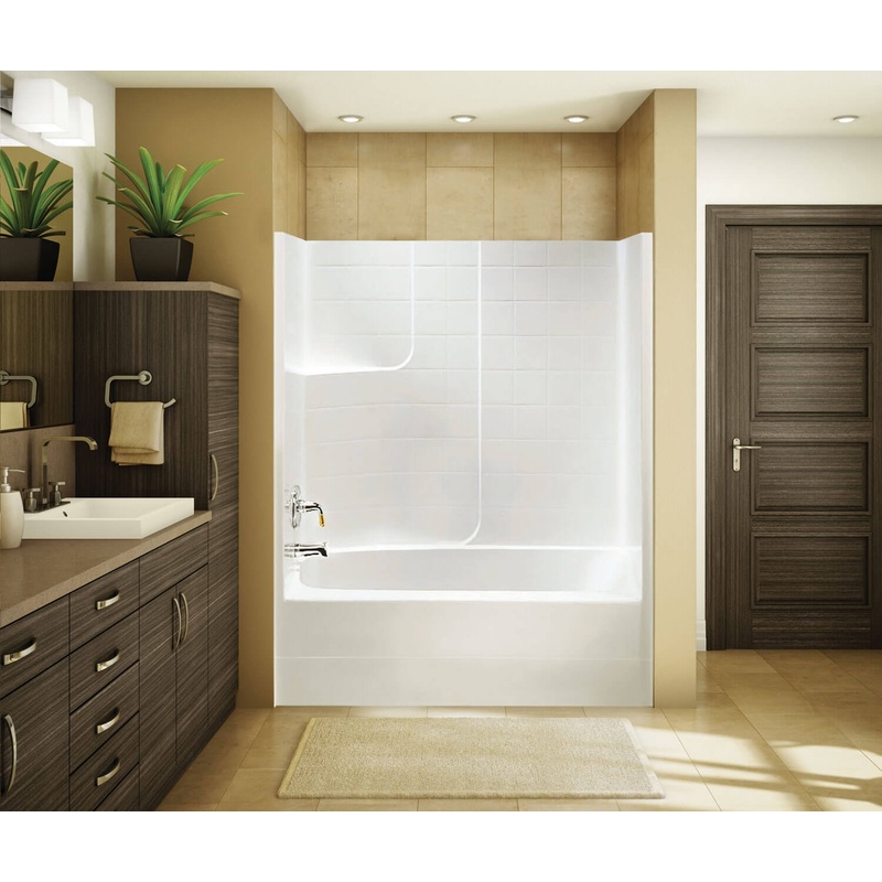 MAAX 140110-L-003-002 TSTEA63 60 x 34 AcrylX Alcove Left-Hand Drain One-Piece Whirlpool Tub Shower in White