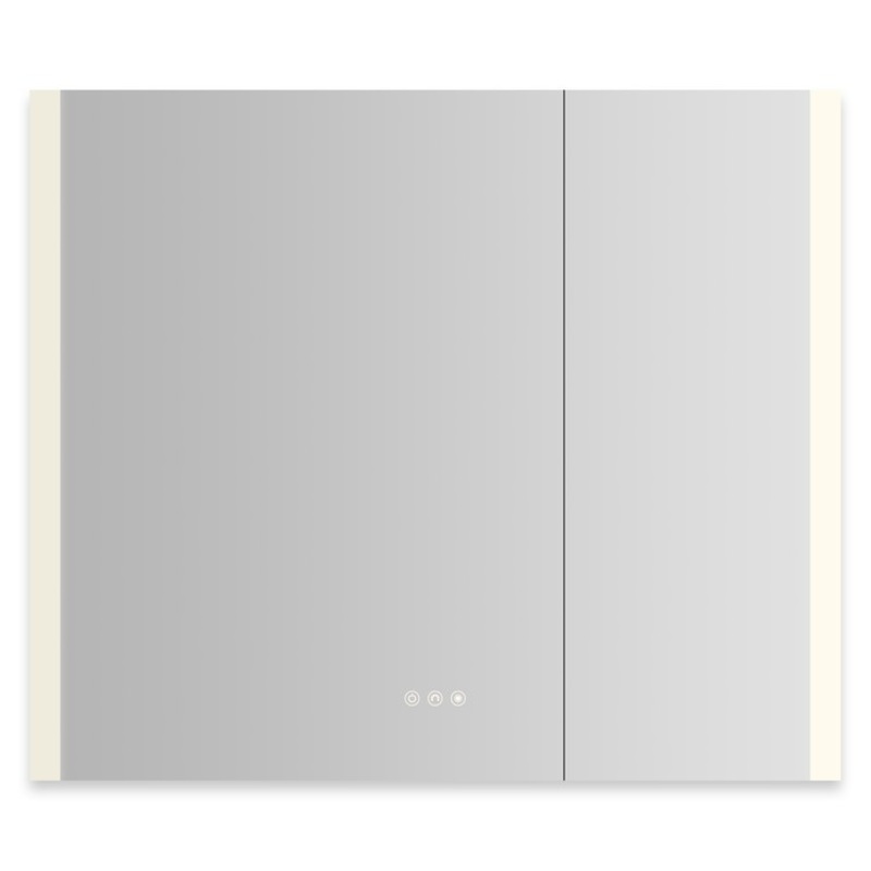 Medicine Cabinet AIO 36 x 30 Inch with Vertical Edge Lighting 2 Doors Triple Mirror Left Hinge