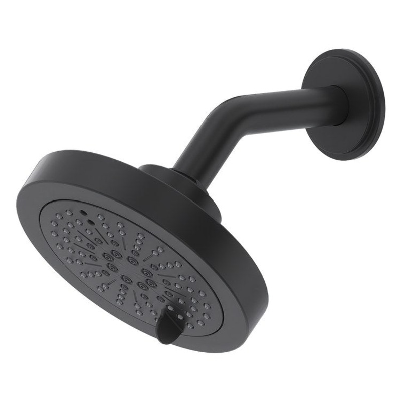 Showerhead 6 Functions with Arm Black 5 Inch 1.8 Gallons per Minute Round with Swivel