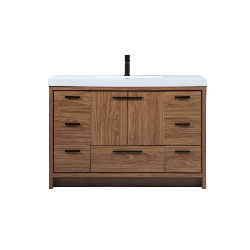 Single Bathroom Vanity from the Wyatt Collection in Walnut Brown Finish by Elegant Lighting