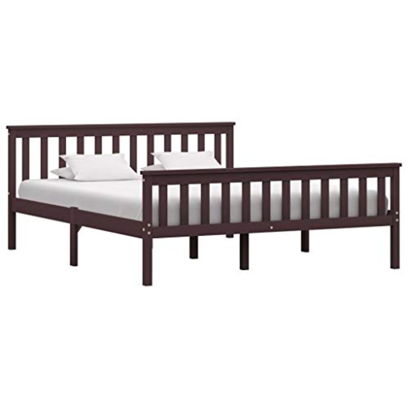 SKM Giroletto Marrone Scuro in Legno Massello di Pino 160×200 cm (26.7kg)