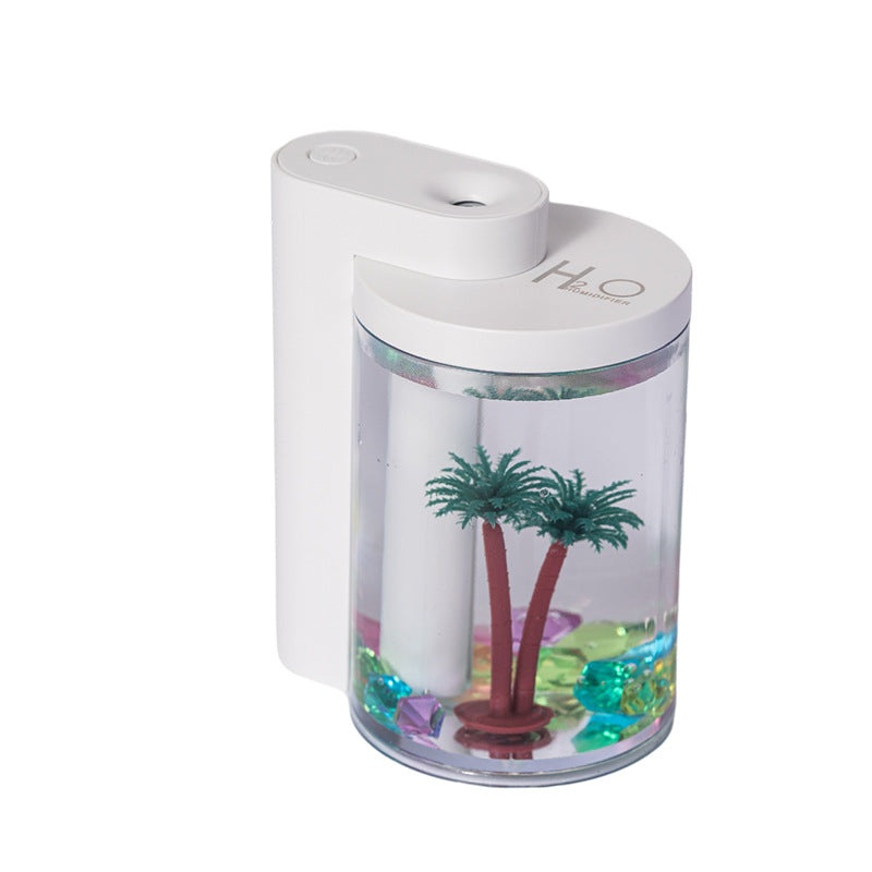 White Mini USB Micro Landscape Humidifier – 260ml Cool Mist Maker with LED Light