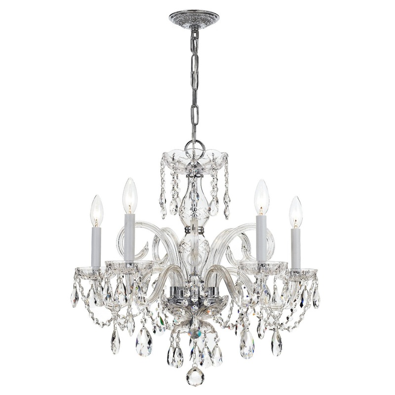 Crystorama 1005-CH-CL-SAQ Traditional Crystal Five Light Chandelier Polished Chrome