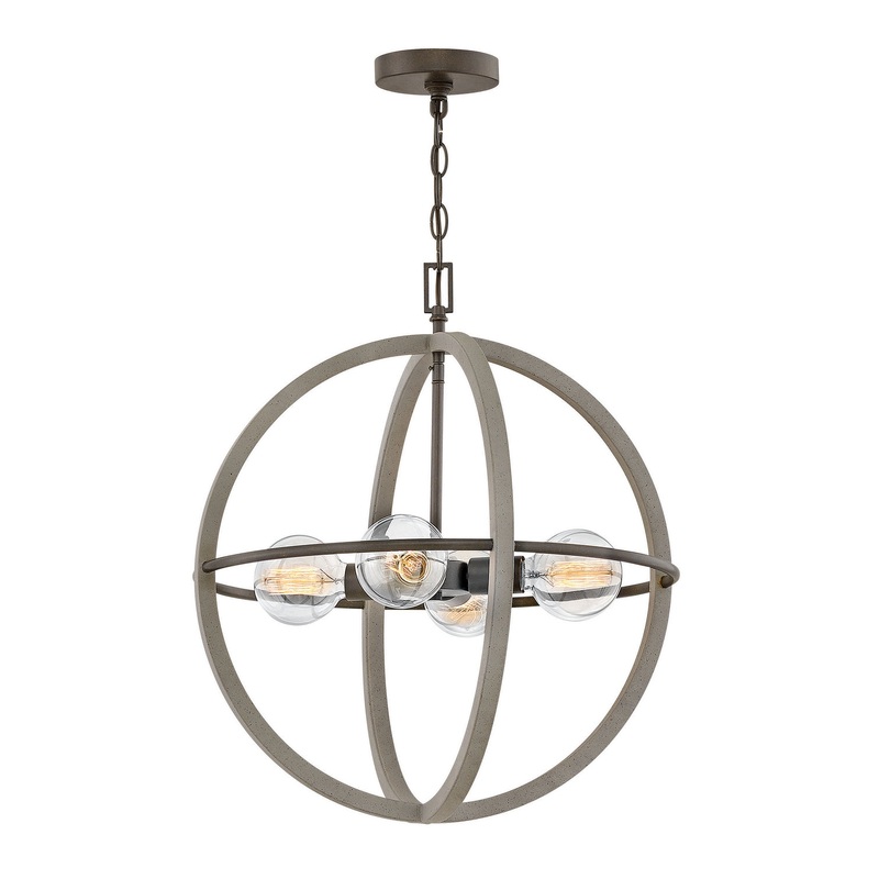 LED Chandelier from the Bodie Collection in Dark Cement Finish by Hinkley