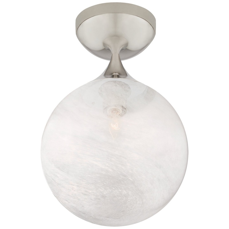 One Light Flush Mount from the Cristol Collection in Polished Nickel Finish by Visual Comfort Signature
