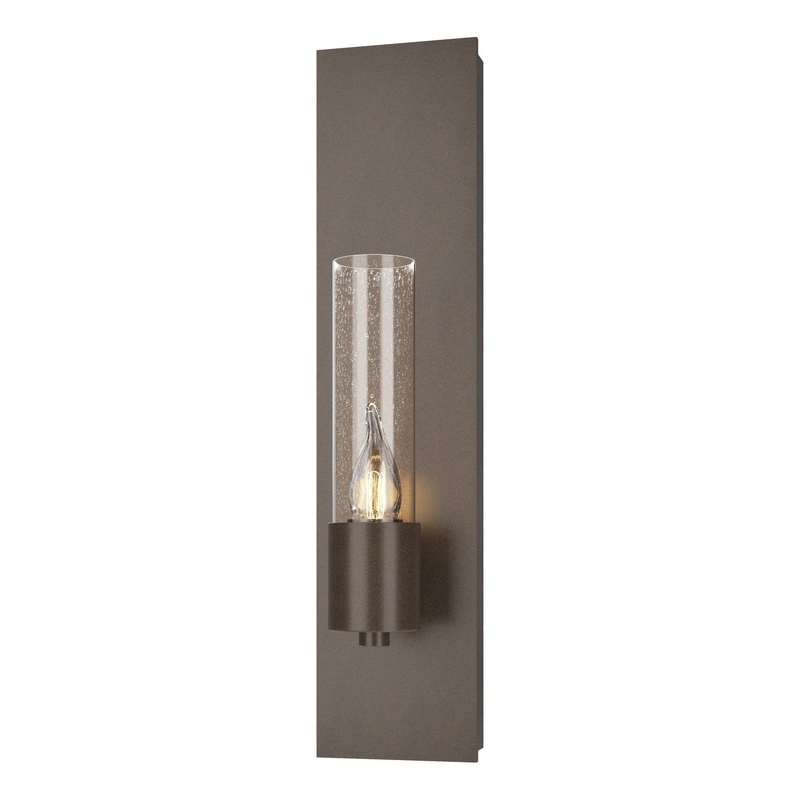 Pillar 1-Light Sconce Bronze Seeded Clear Glass (II)