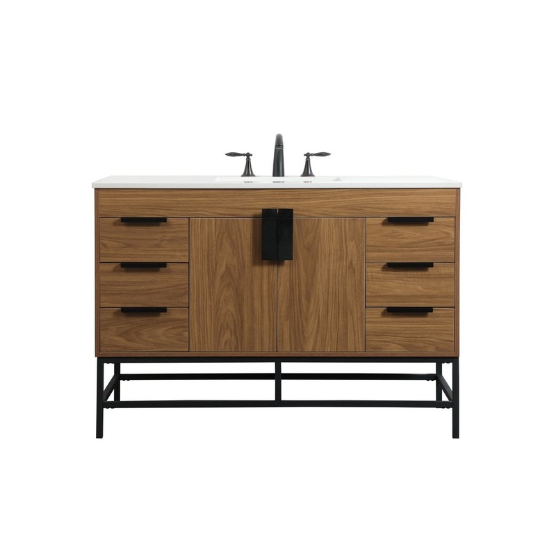 Single Bathroom Vanity from the Eugene Collection in Walnut Brown Finish by Elegant Lighting