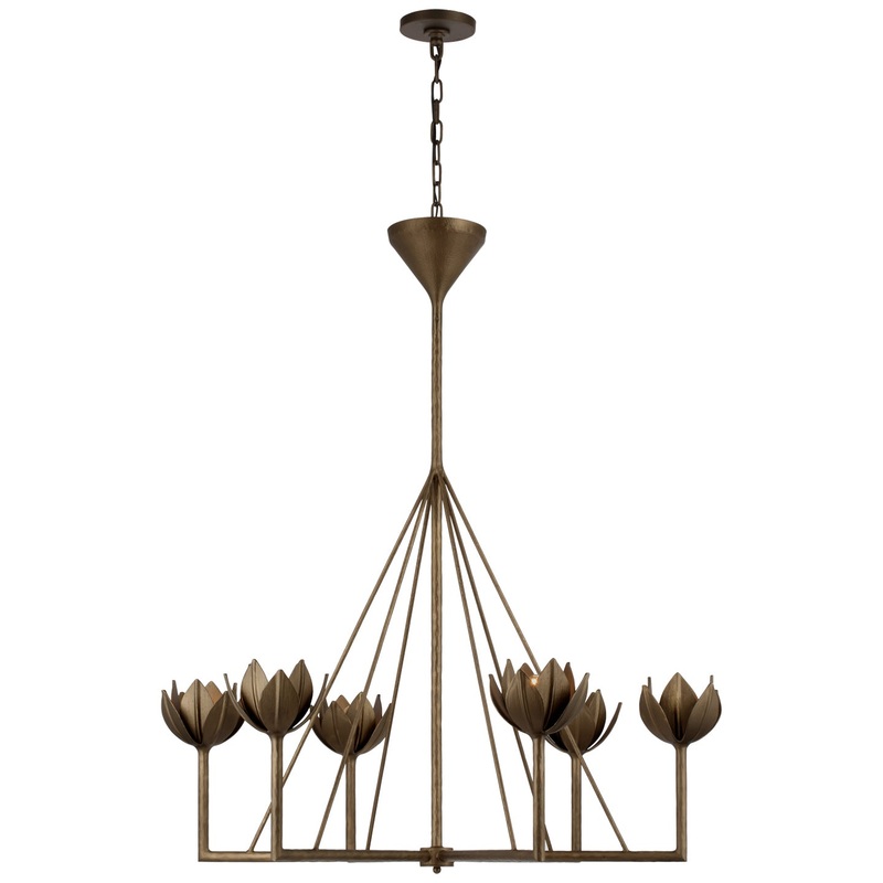 Six Light Chandelier from the Alberto Collection in Antique Bronze Leaf Finish by Visual Comfort Signature