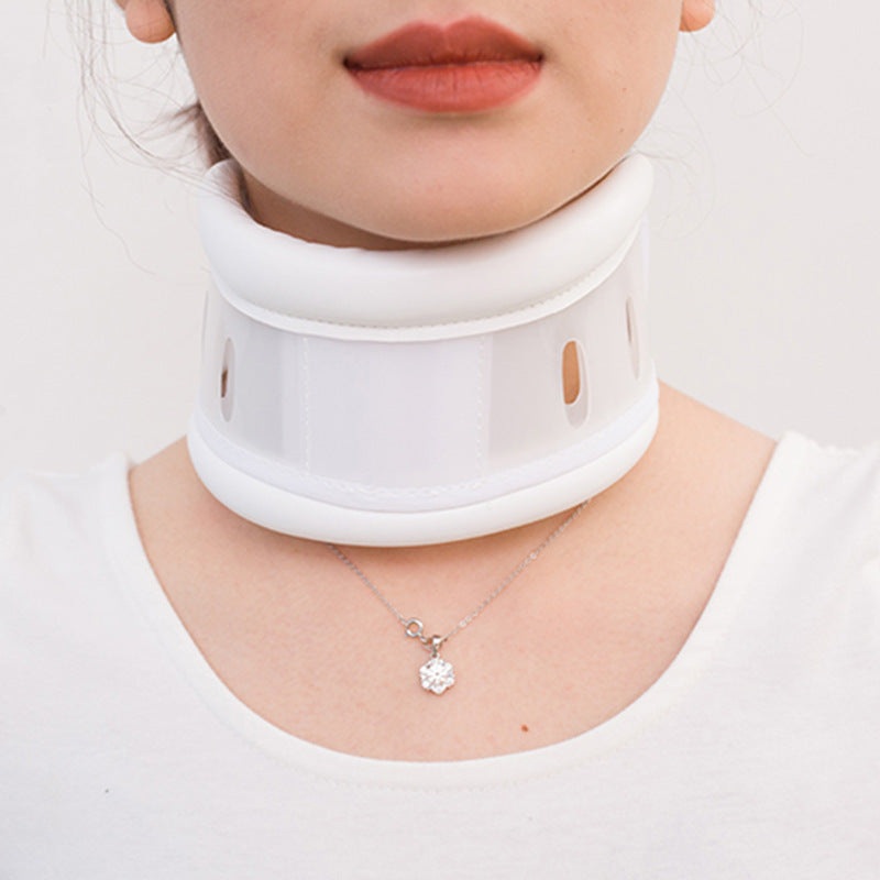 Size L White Adjustable Cervical Collar Neck Brace – Breathable Support for Pain Relief & Posture