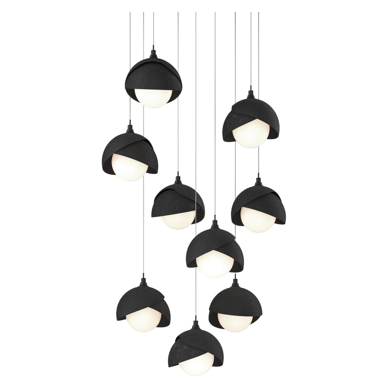Brooklyn 9-Light Double Shade Pendant Black Black