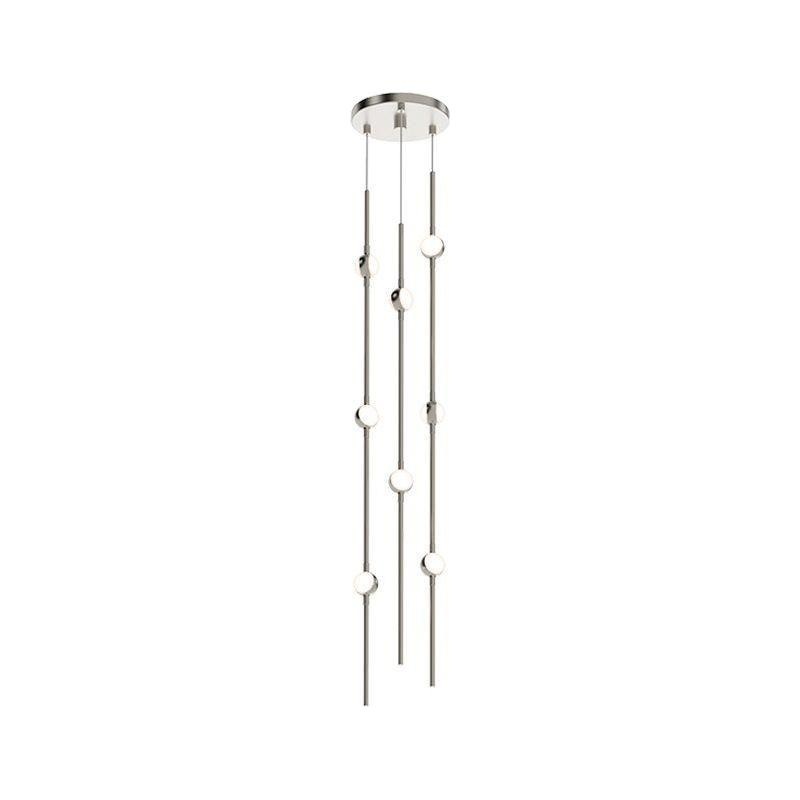 Constellation Andromeda Short 6″ Round LED Pendant Satin Nickel with White Optical Acrylic 3000K 20′ Adjustable Cord