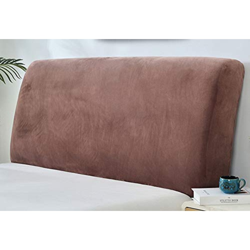 Copritestata Letto Matrimoniale Elastica, Copri Testata Letto Velluto Cotone Copertura Testata Letto Fodera Testata Letto All-Inclusive Fodera Decorazioni Camera Da Letto,Brown-180~190cm