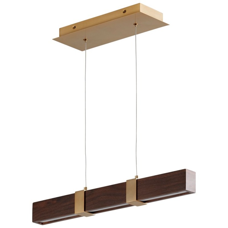 Decca Single-Light 24″ Linear Pendant – Aged Brass/Walnut