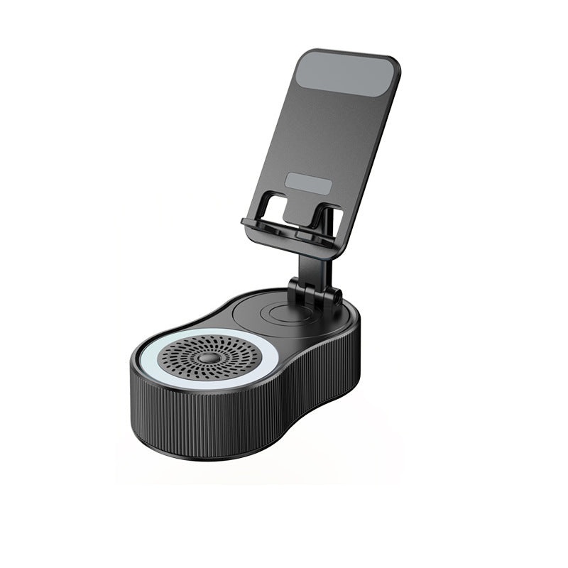 Foldable Bluetooth Speaker with 360 Rotating Phone/Tablet Stand & RGB Lights – HIFI Surround Sound(black)