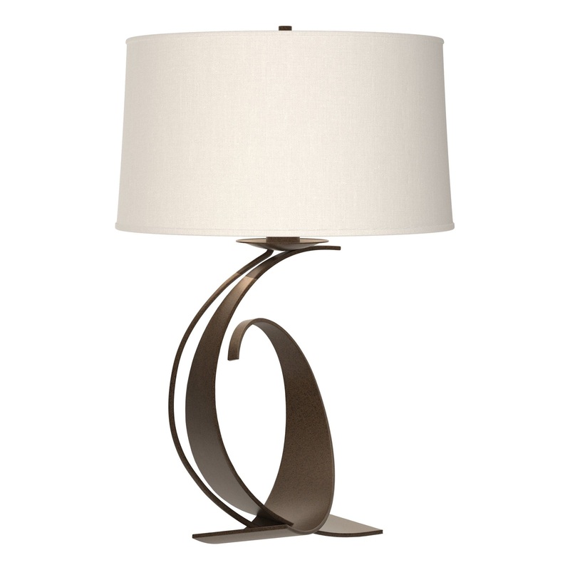Fullered Impressions Large Table Lamp Bronze Natural Anna Shade (SF)
