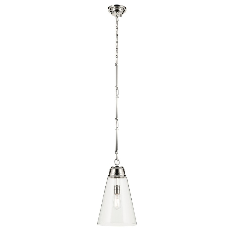 Kichler 52661PNCLR One Light Pendant, Polished Nickel