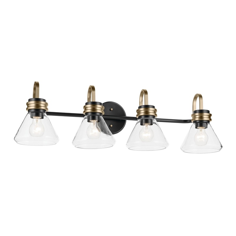Kichler 55156BKCLR Four Light Bath, Black