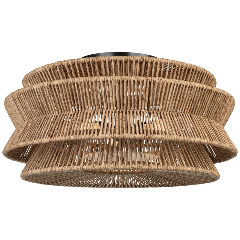 LED Semi-Flush Mount from the Antigua Collection in Bronze and Natural Abaca Finish by Visual Comfort Signature