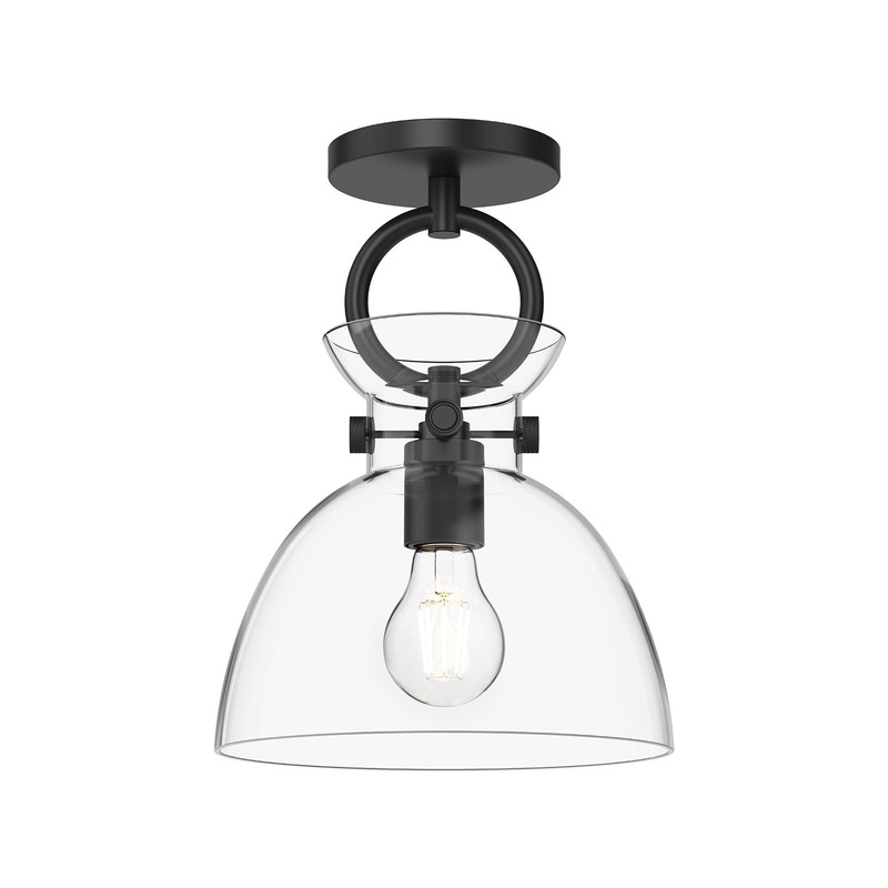 One Light Semi-Flush Mount from the Waldo Collection in Matte Black Finish by Alora