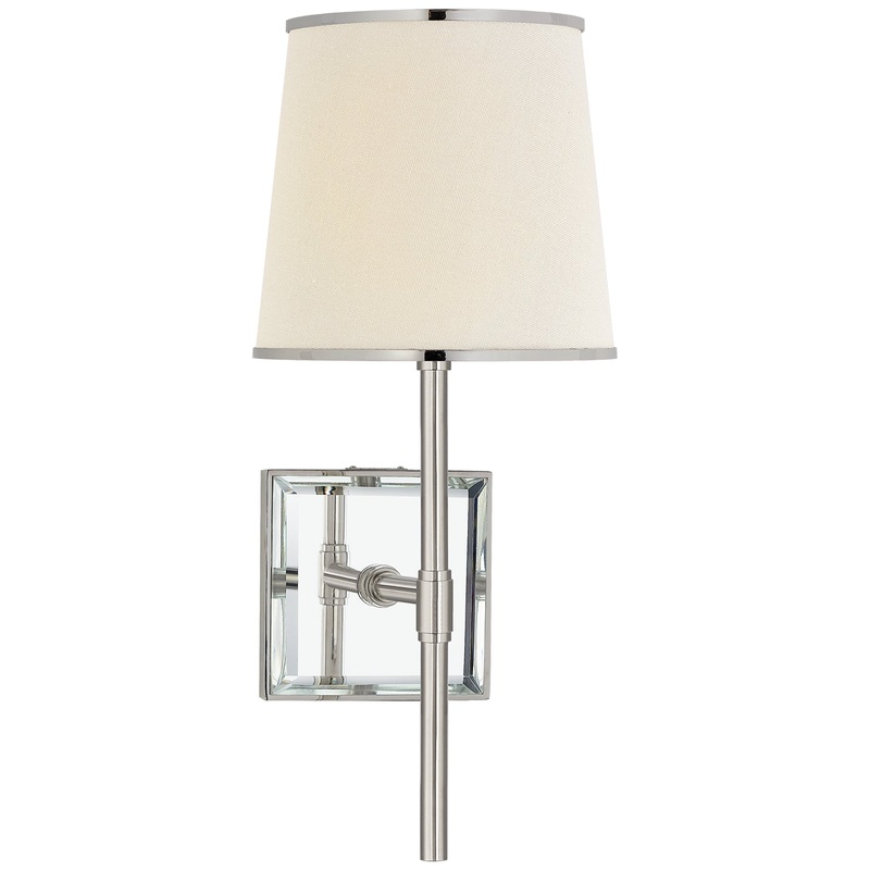 One Light Wall Sconce from the Bradford Collection in Polished Nickel And Mirror Finish by Visual Comfort Signature