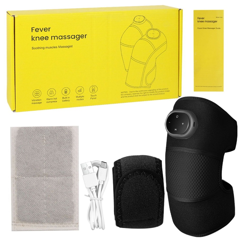 Rechargeable Heated Knee Massager Brace with Vibration & Adjustable Straps(Black)