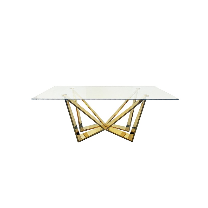 Roula Gold Dining Table – Clear Glass – 240cm x 110cm