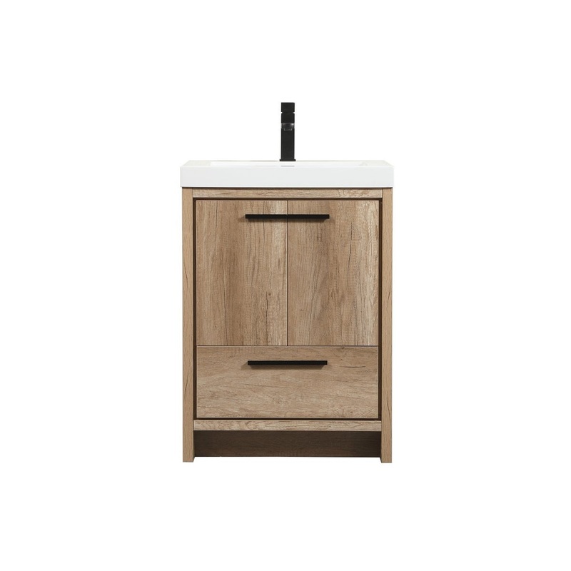 Single Bathroom Vanity from the Wyatt Collection in Natural Oak Finish by Elegant Lighting