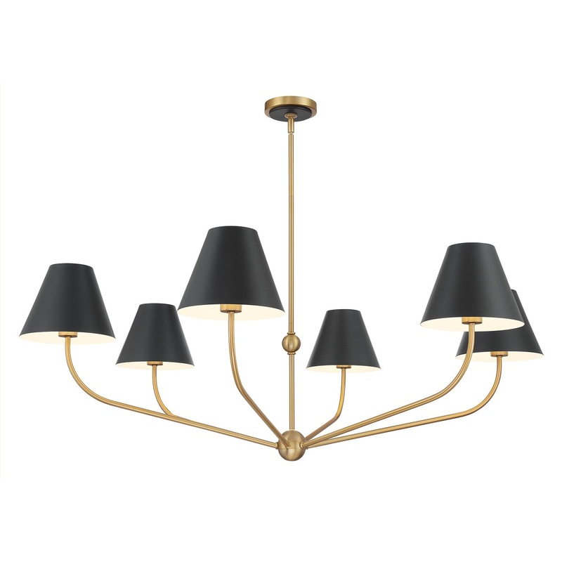 Six Light Chandelier from the Xavier Collection in Vibrant Gold/Matte Black Finish by Crystorama