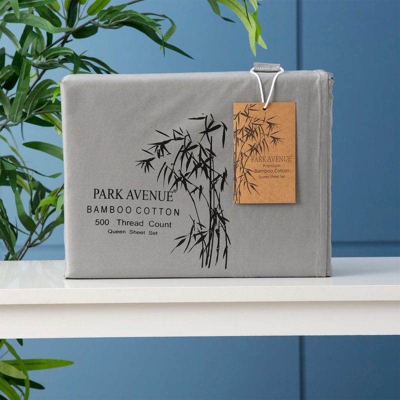 500 TC Bamboo Cotton Charcoal Split Head Queen Sheet Set by Park Avenue