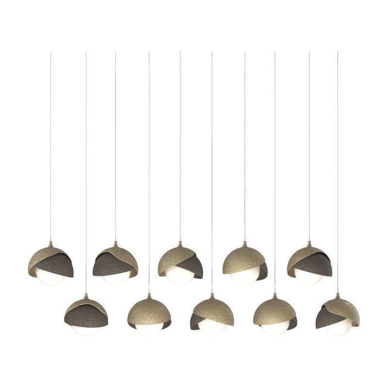 Brooklyn 10-Light Double Shade Pendant Soft Gold Dark Smoke