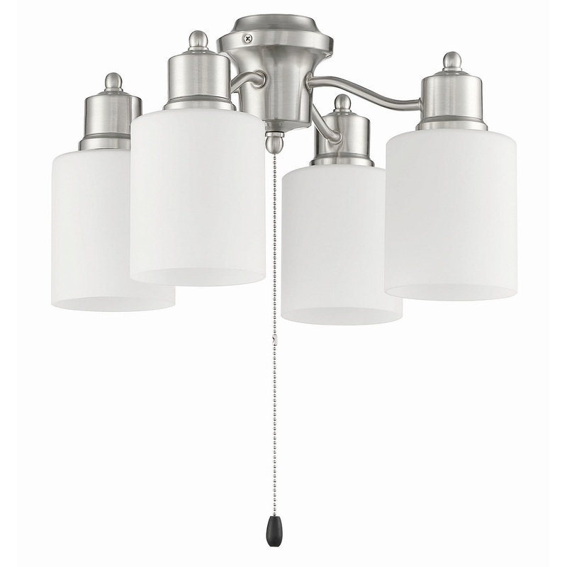 Craftmade LK403107-BNK-WG-LED Four Light Fan Light Kit Brushed Polished Nickel (Discontinued)