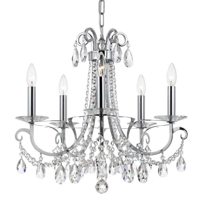 Crystorama 6825-CH-CL-MWP Othello Five Light Chandelier Polished Chrome