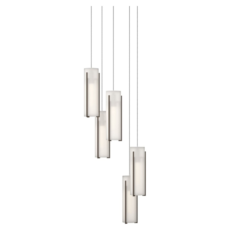 Exos Glass 5-Light Pendant Bronze Opal Glass (GG)
