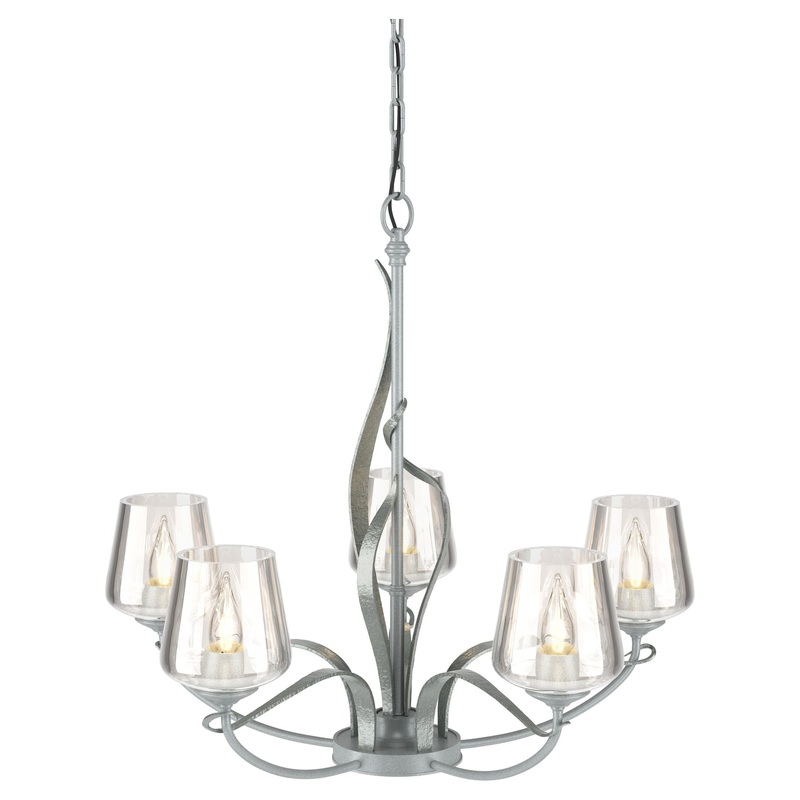 Flora 5-Arm Chandelier Vintage Platinum Clear Glass (ZM)