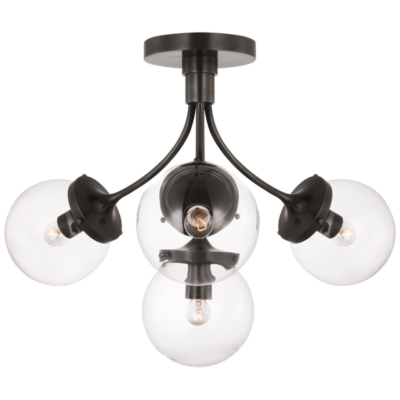 Four Light Semi-Flush Mount from the Prescott Collection in Bronze Finish by Visual Comfort Signature
