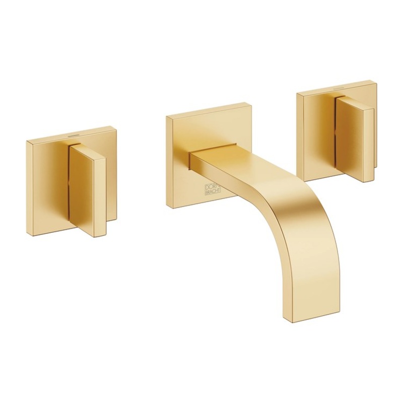 Lavatory Faucet MEM Mixer Wall Mount 2 Lever ADA Brushed Durabrass 1.2 Gallons per Minute Less Drain 3 Hole