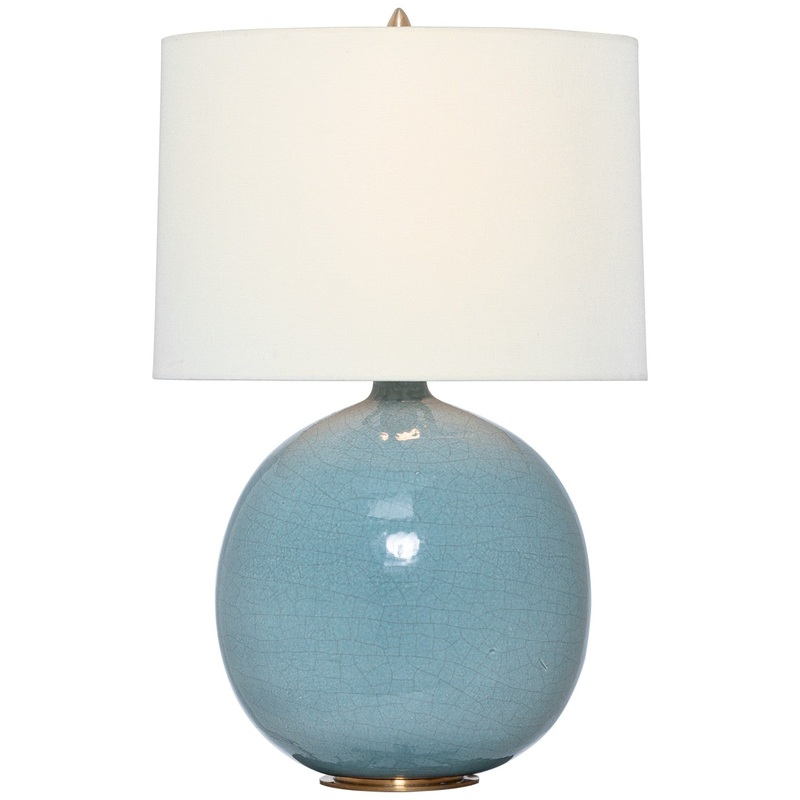 LED Table Lamp from the Sao Paulo Collection in Crackled Robin Finish by Visual Comfort Signature