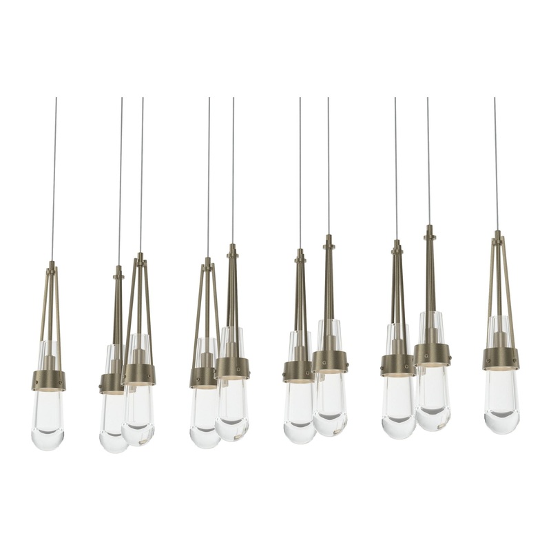 Link 10-Light Clear Glass Pendant Soft Gold
