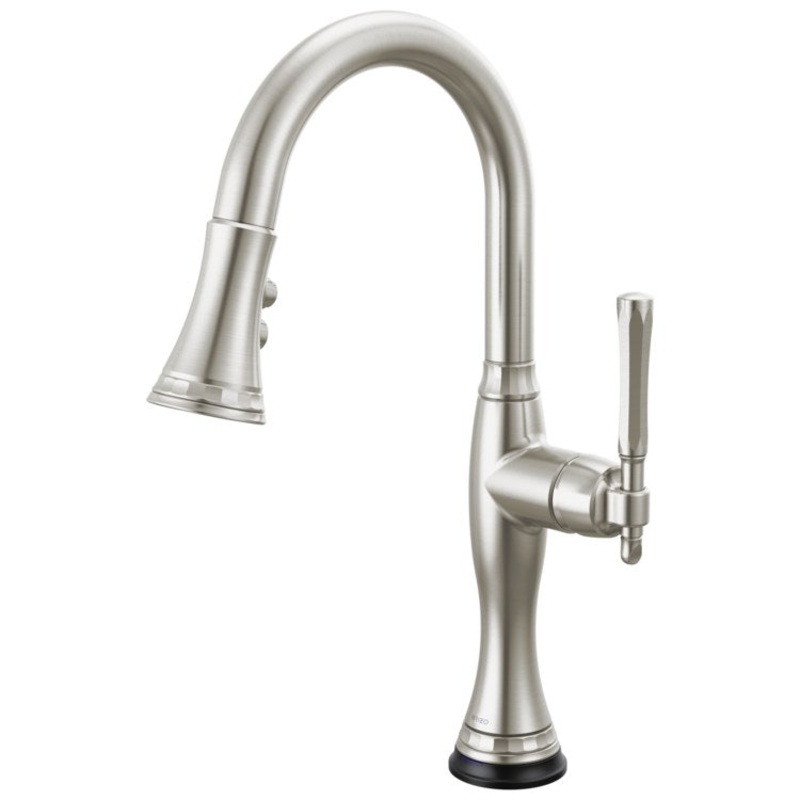 Prep Faucet Tulham SmartTouch Technology 1 Lever ADA Brilliance Stainless Pull Down 2 Function Wand Aerated Stream/Spray 360 Degree Swivel