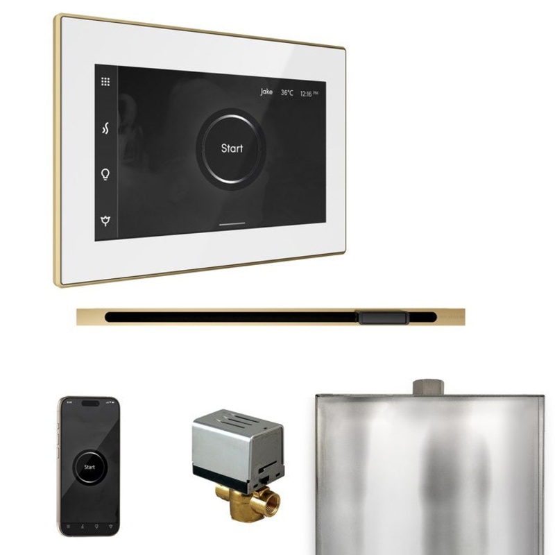 Steam Kit xButler Linear White/Satin Brass Control Package for MS90 to MSSUPER3