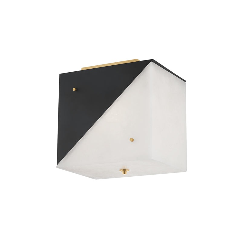 Three Light Flush Mount from the Ratio Collection in Aged Brass Finish by Hudson Valley