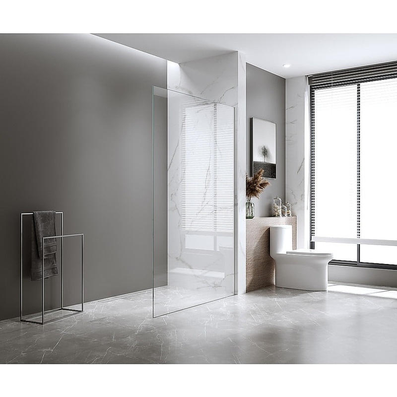 120x210cm Glass Shower Screen with Black Wall Channel