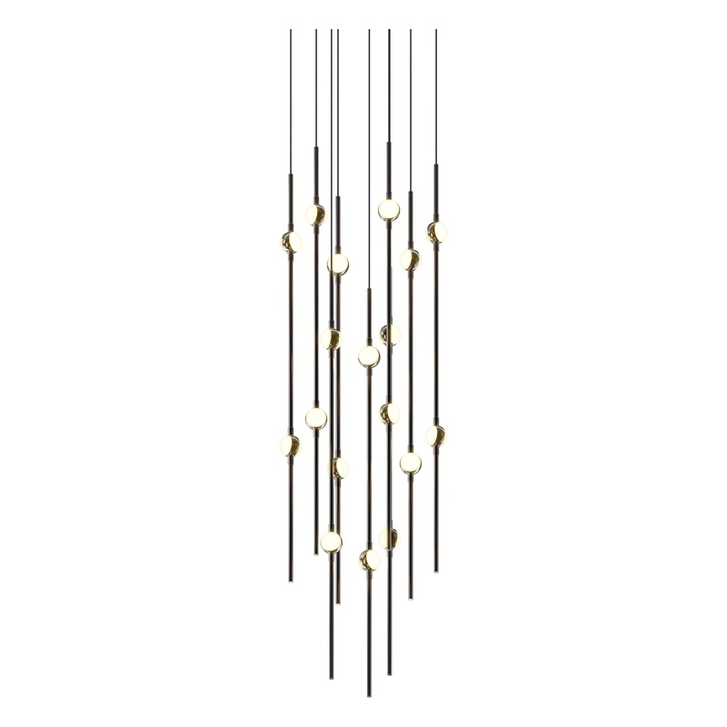 Aries 12″ Round LED Pendant Espresso Black with White Optical Acrylic 2700K 20′ Adjustable Cord