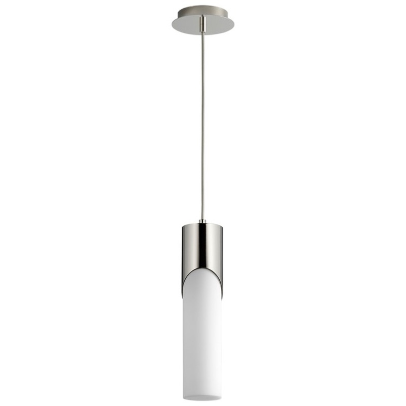 Ellipse Single-Light Tall 3.5″ Mini Pendant with Glass Shade – Polished Nickel