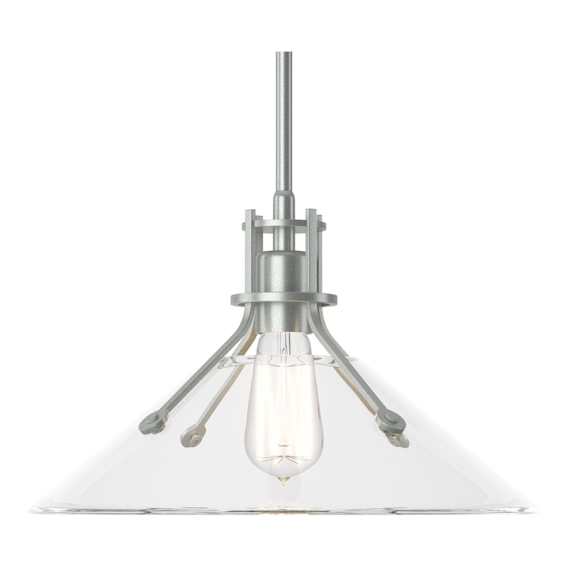 Henry Medium Glass Shade Pendant Vintage Platinum Clear Glass (ZM)