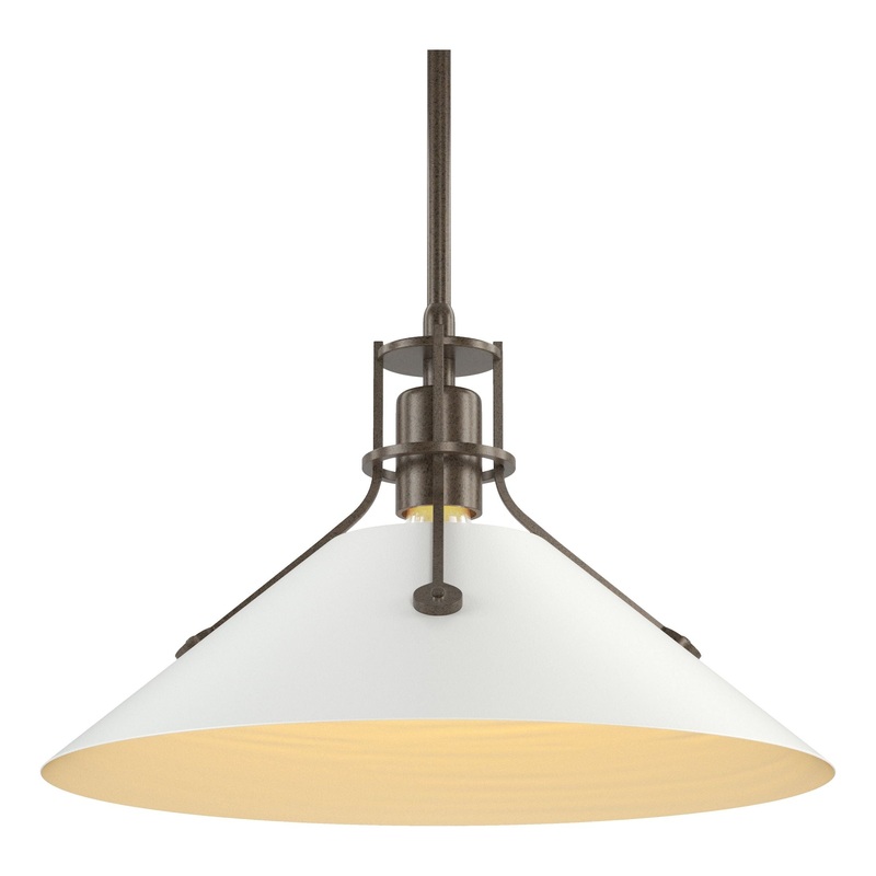 Henry Medium Steel Shade Pendant Bronze White