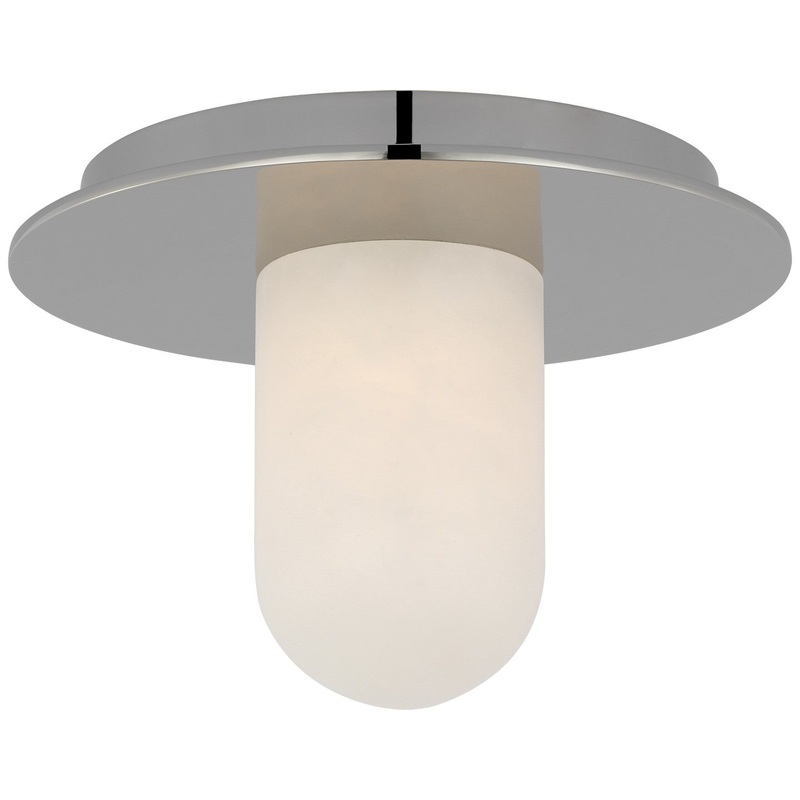 LED Flush Mount from the Fosse Collection in Polished Nickel Finish by Visual Comfort Signature