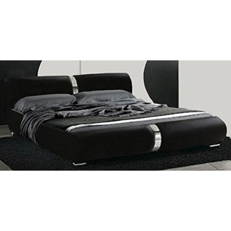 Letto matrimoniale design moderno 225×194 nero piedini inserti acciaio letti camera I