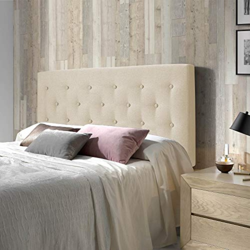 marcKonfort Testiera di Tessuto Oslo 160X100, Beige tostato, Gambe di Legno, Kit Montaggio Incluso